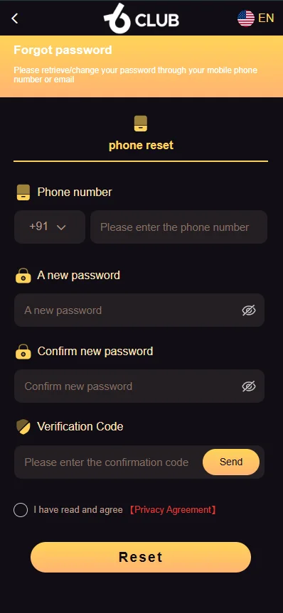 6 club forgot password